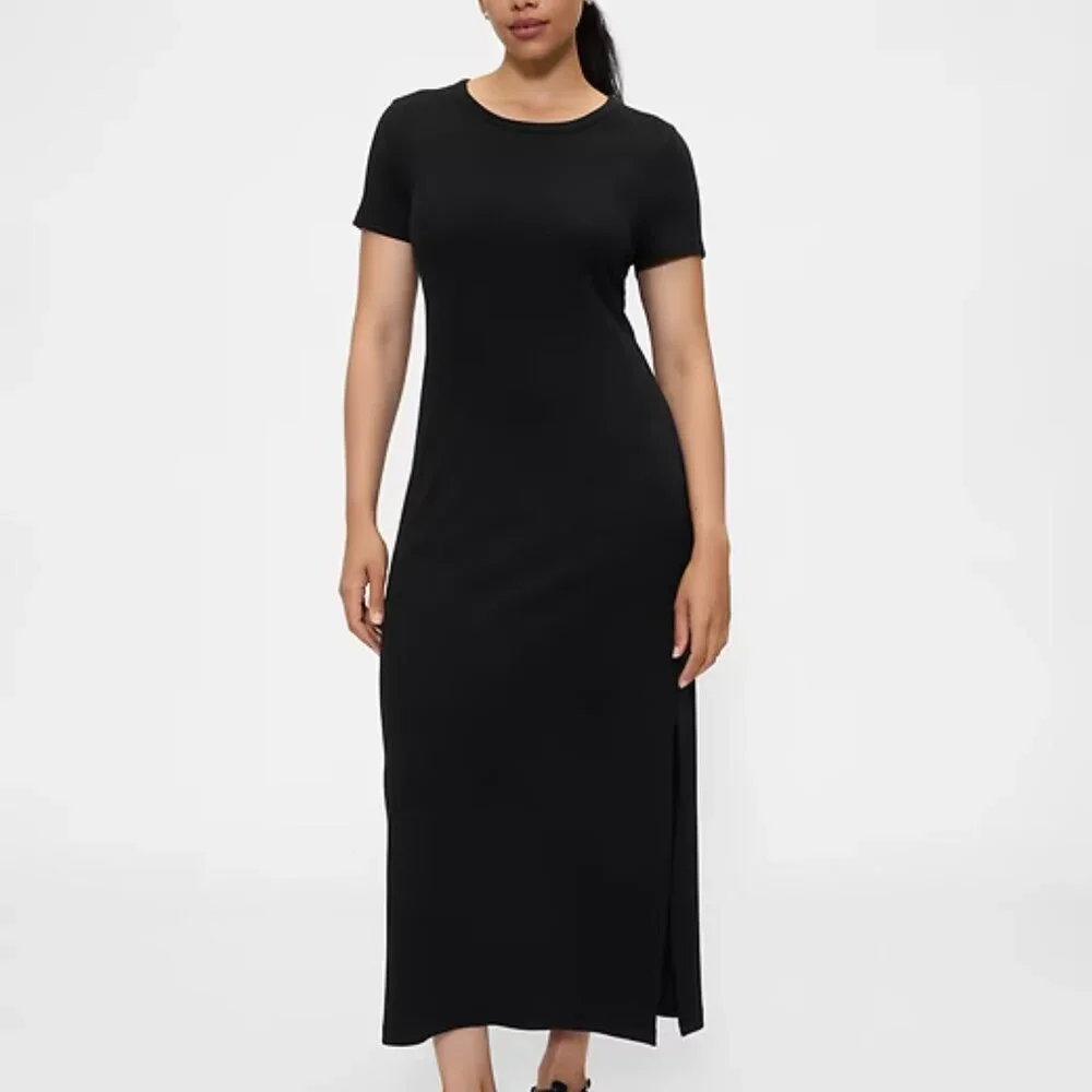 GAP Black Ribbed Maxi Dress/NWT/L - Picture 4 of 14